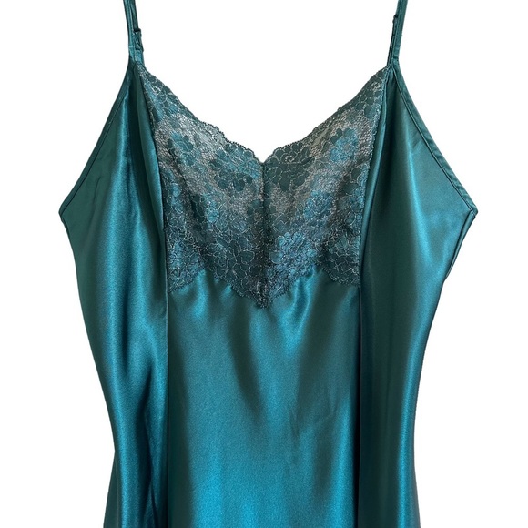Vintage Victoria’s Secret Satin Slip Lingerie Dress Green L - Picture 2 of 11